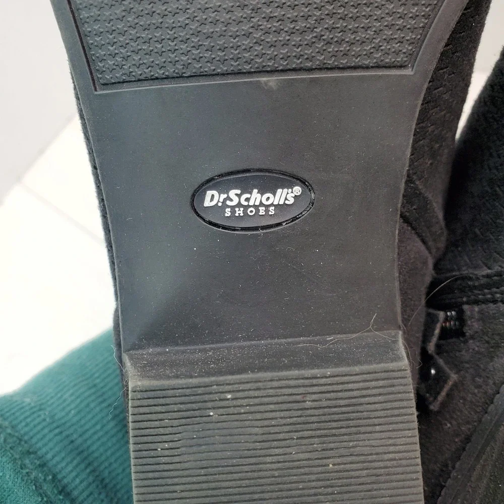 Dr Scholls Womens Black Suede Ankle Boot Side Zip Buckle Detail Comfort Size 10M
